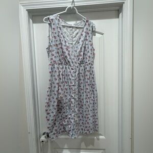 A Pea in the Pod White Midi Wrap Dress with Pink Floral Print